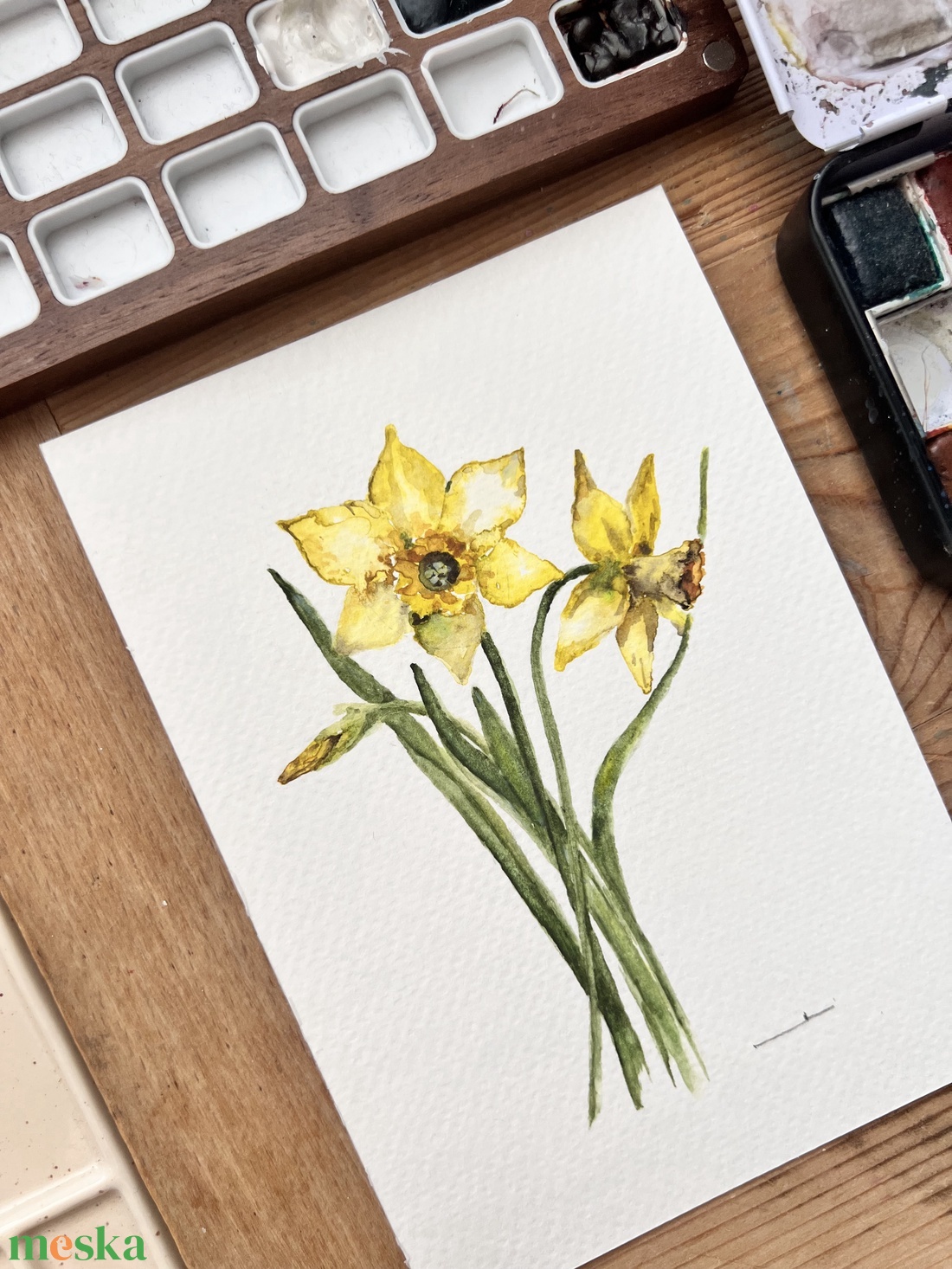 Eredeti akvarell nárcisz virág  festmény - művészet - festmény - akvarell - Meska.hu