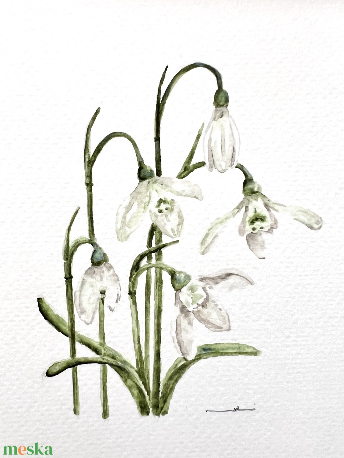 Eredeti akvarell  hóvirág  festmény - művészet - festmény - akvarell - Meska.hu