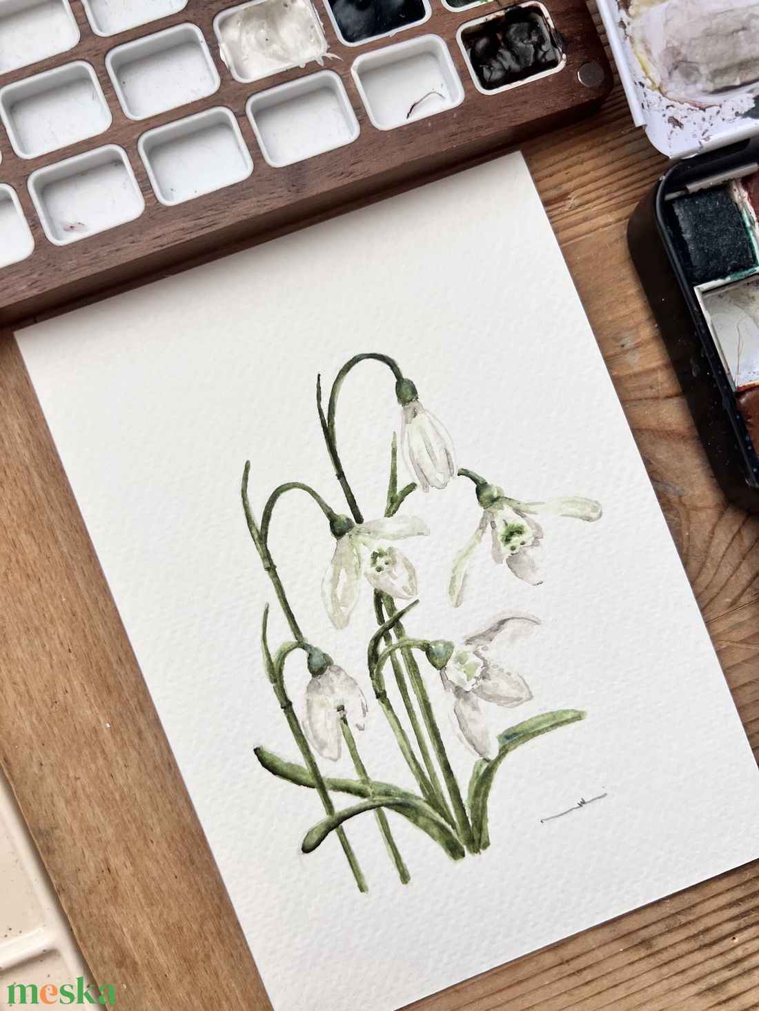 Eredeti akvarell  hóvirág  festmény - művészet - festmény - akvarell - Meska.hu