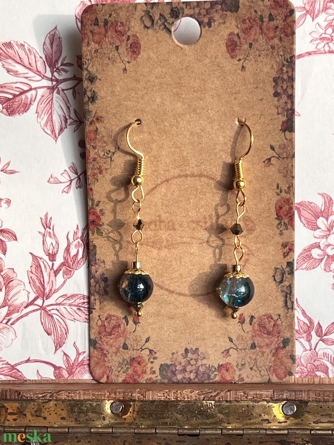 Tengerk�k színátmenetes lógós gyöngy fülbevaló - ékszer - fülbevaló - lógó fülbevaló - Meska.hu