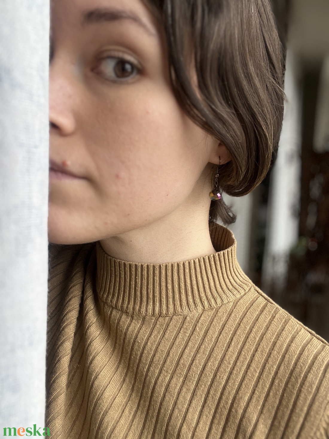 Briliánsra csiszolt kézműves gyöngy lógós fülbevaló - ékszer - fülbevaló - lógó fülbevaló - Meska.hu