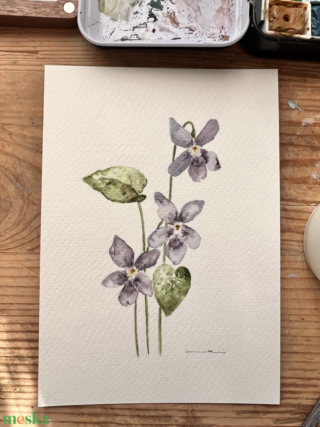 Eredeti akvarell  ibolya virág festmény - művészet - festmény - akvarell - Meska.hu