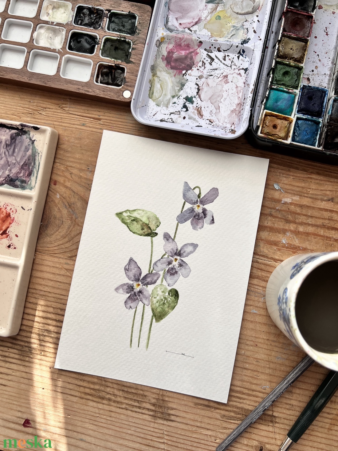 Eredeti akvarell  ibolya virág festmény - művészet - festmény - akvarell - Meska.hu