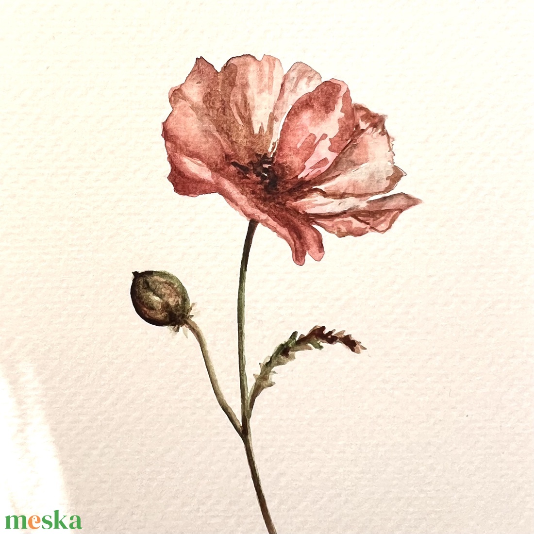 Eredeti akvarell  keleti pipacs virág festmény - művészet - festmény - akvarell - Meska.hu