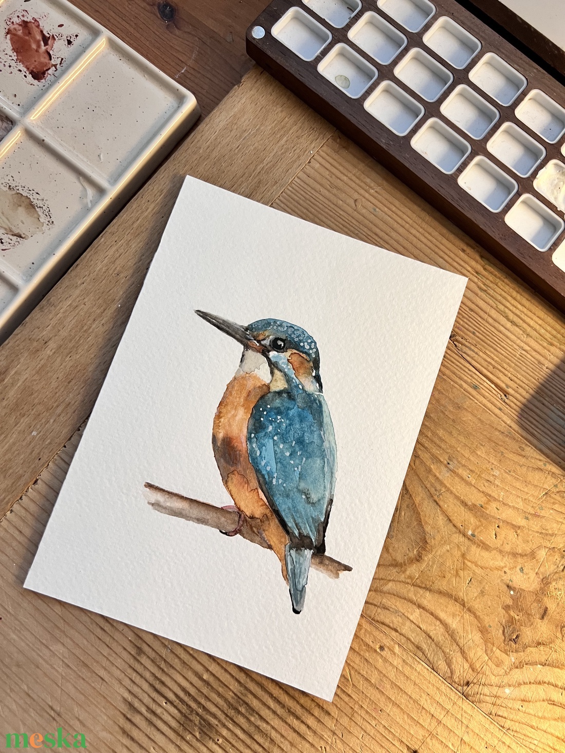 Eredeti akvarell jégmadár madaras festmény - művészet - festmény - akvarell - Meska.hu