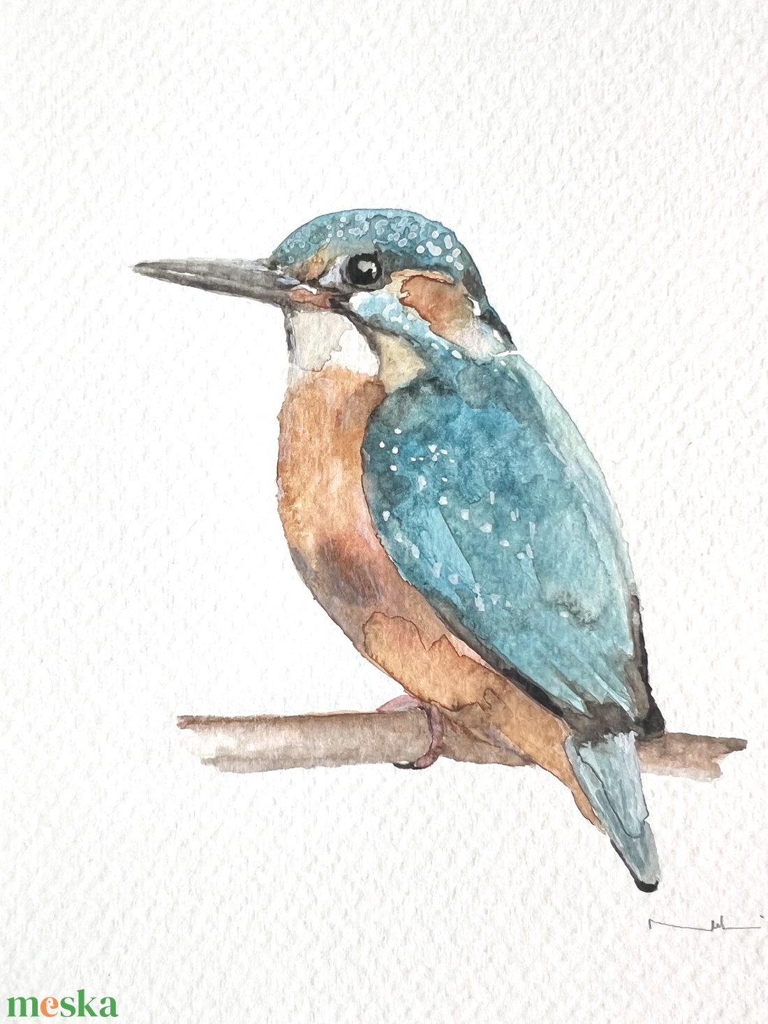 Eredeti akvarell jégmadár madaras festmény - művészet - festmény - akvarell - Meska.hu