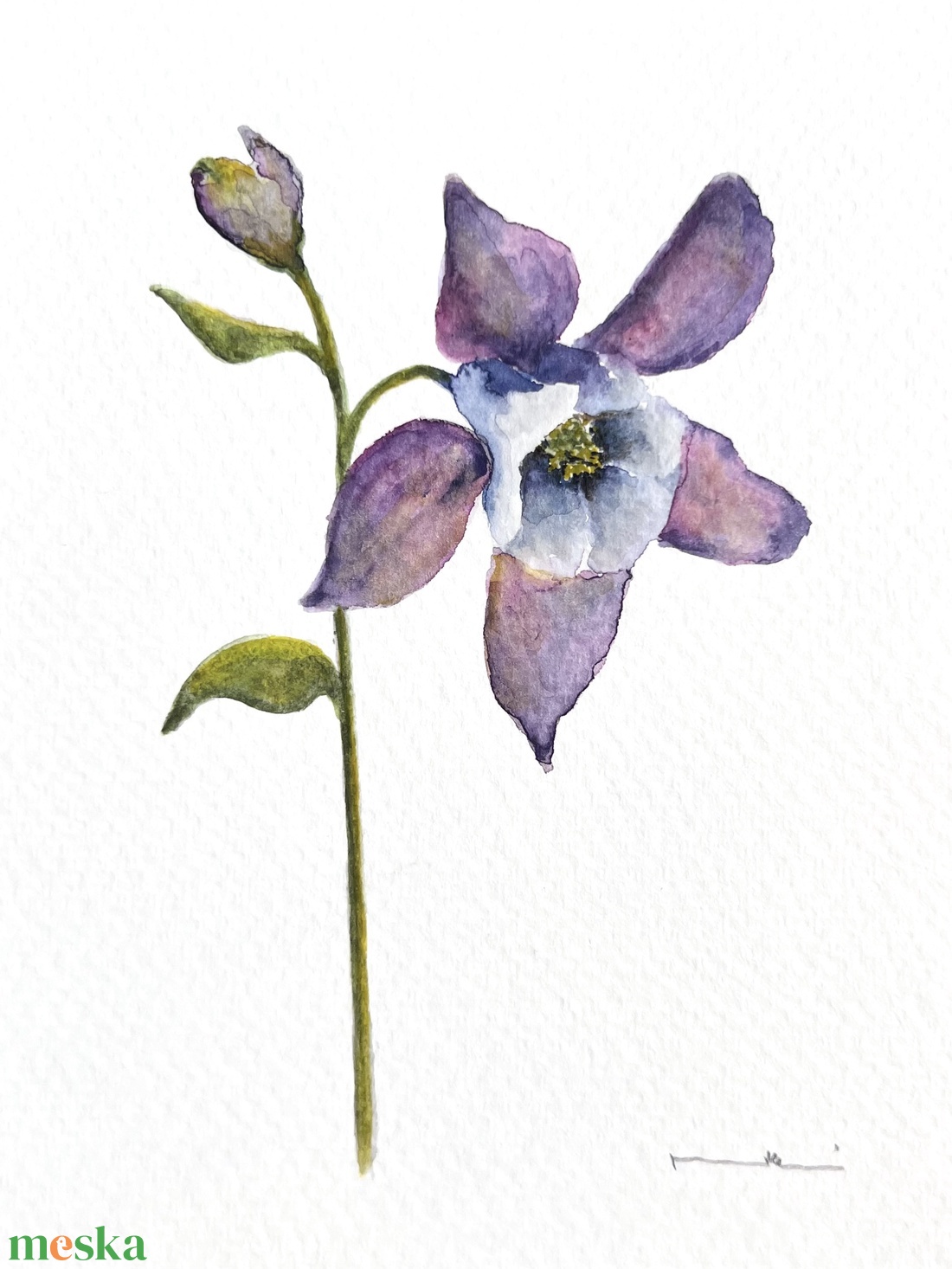Eredeti akvarell lila virágos festmény - művészet - festmény - akvarell - Meska.hu