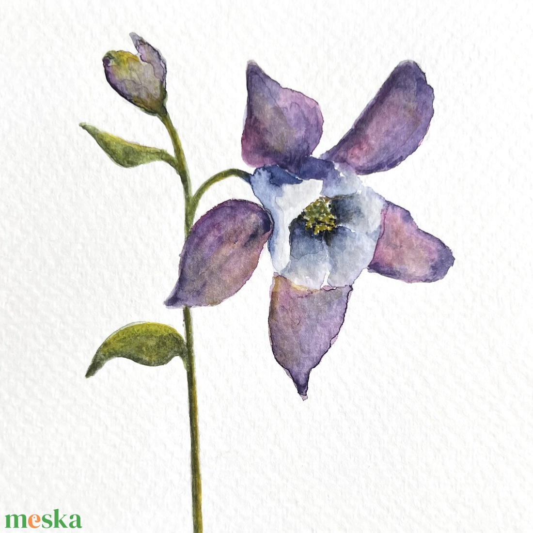 Eredeti akvarell lila virágos festmény - művészet - festmény - akvarell - Meska.hu