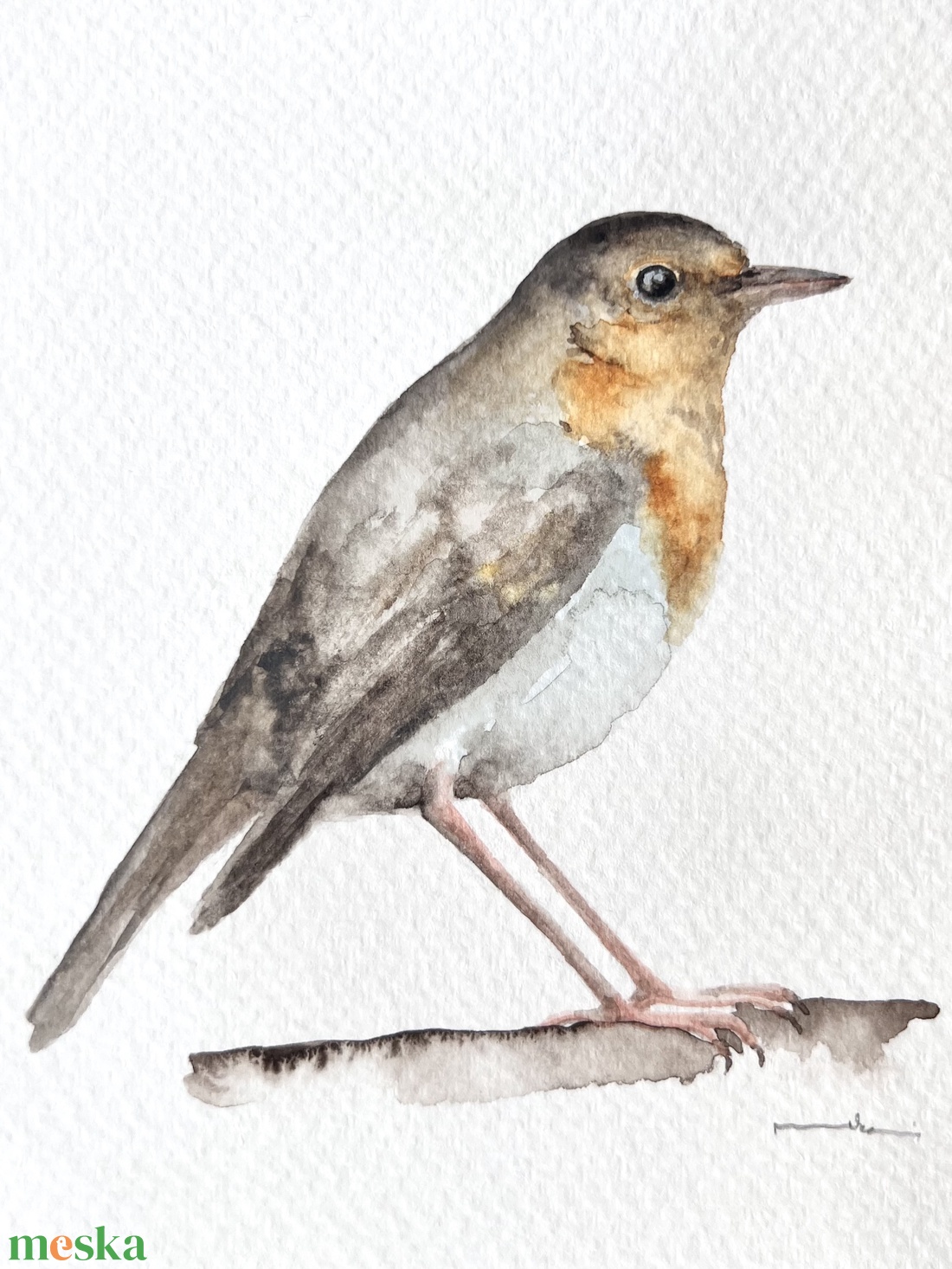 Eredeti akvarell vörösbegy madár festmény - művészet - festmény - akvarell - Meska.hu