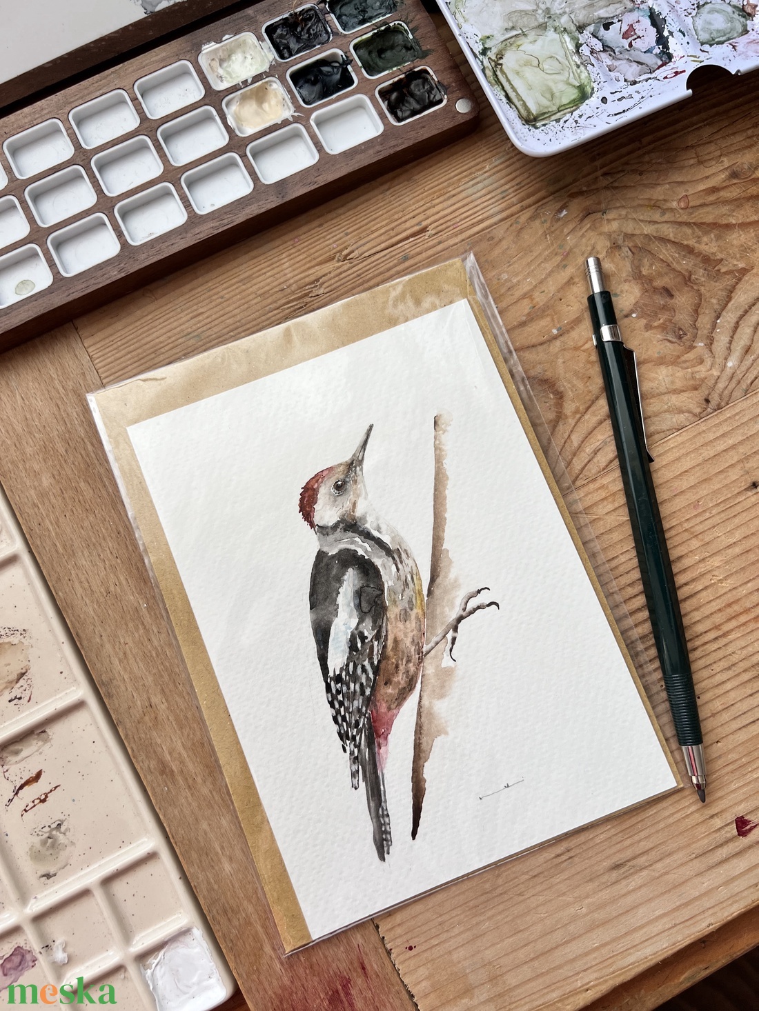 Eredeti akvarell harkály festmény - művészet - festmény - akvarell - Meska.hu