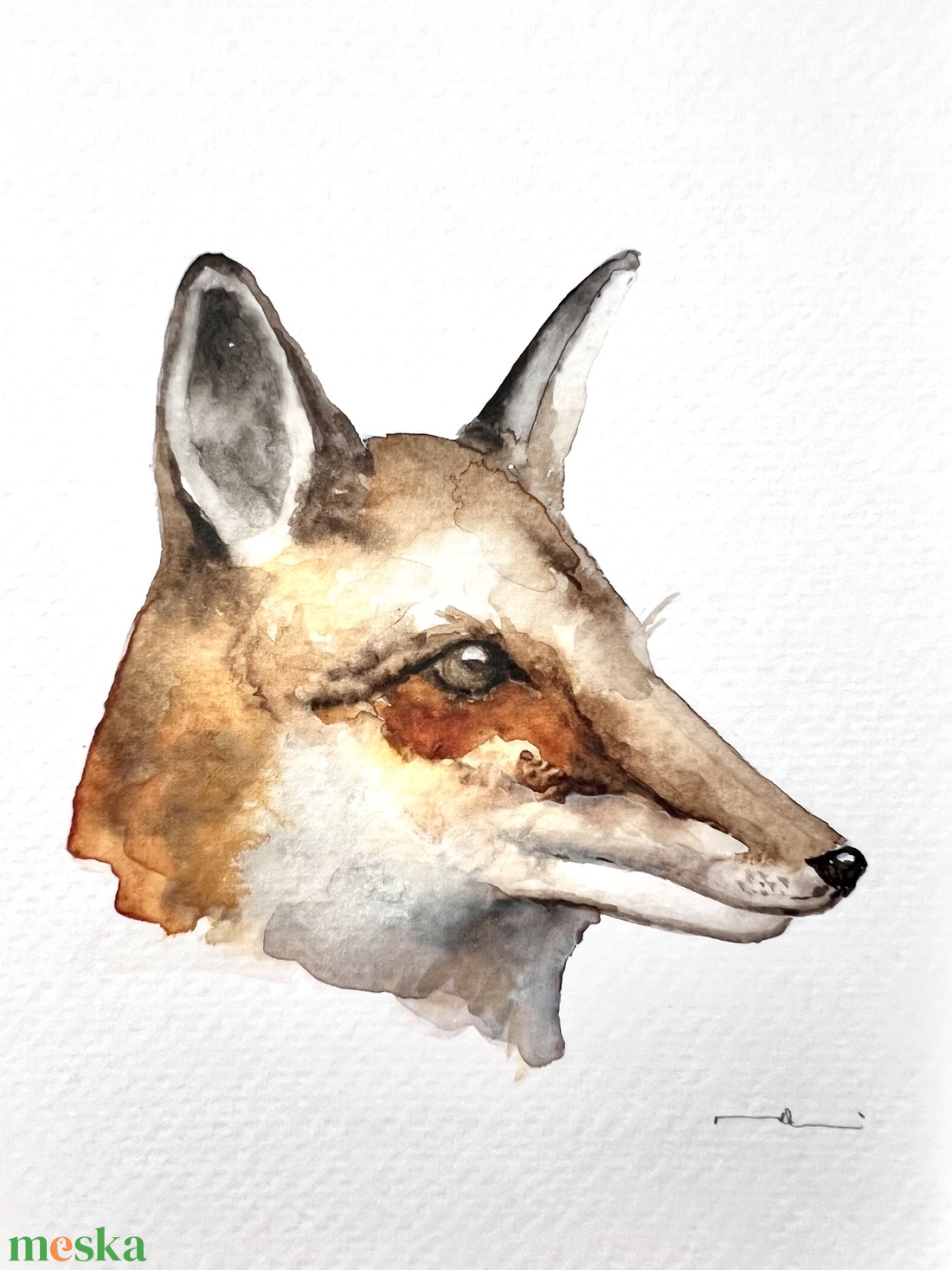 Eredeti akvarell róka festmény - művészet - festmény - akvarell - Meska.hu