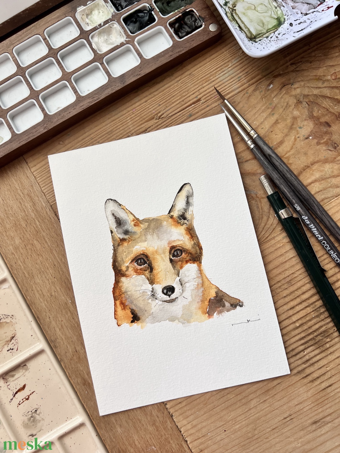 Eredeti akvarell róka festmény - művészet - festmény - akvarell - Meska.hu