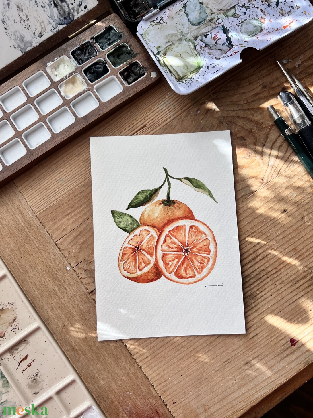 Eredeti narancsos akvarell festmény - művészet - festmény - akvarell - Meska.hu
