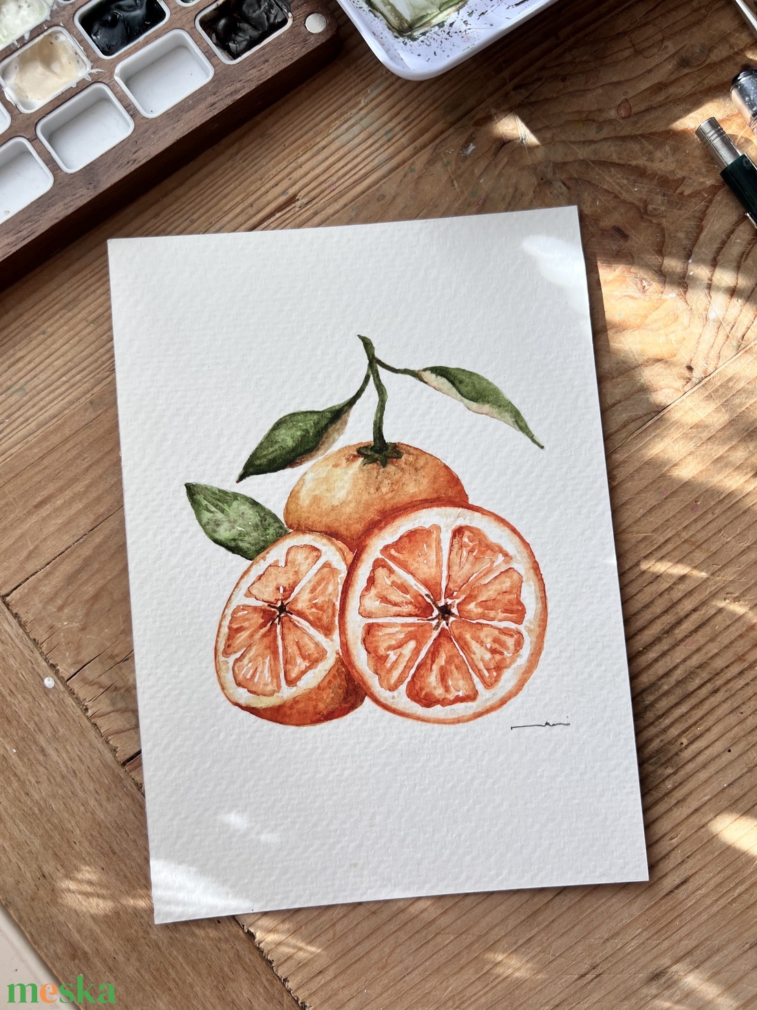 Eredeti narancsos akvarell festmény - művészet - festmény - akvarell - Meska.hu