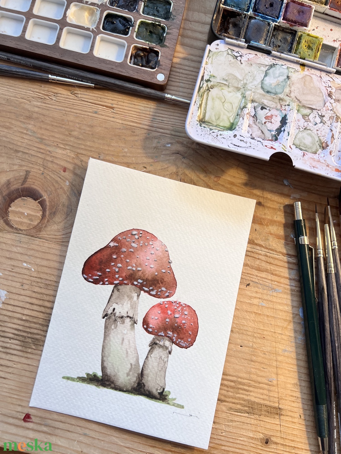 Eredeti akvarell gomba pár festmény - művészet - festmény - akvarell - Meska.hu