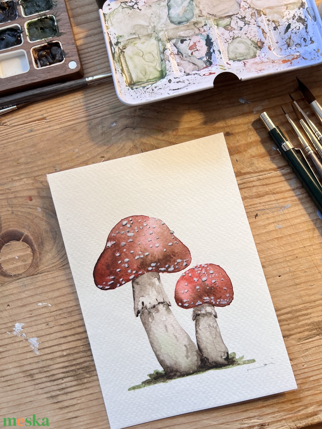 Eredeti akvarell gomba pár festmény - művészet - festmény - akvarell - Meska.hu