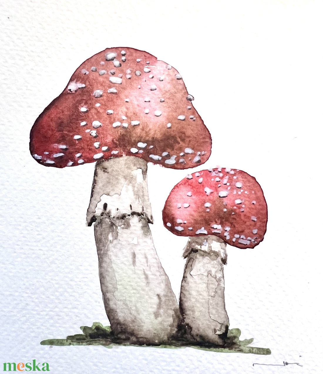 Eredeti akvarell gomba pár festmény - művészet - festmény - akvarell - Meska.hu