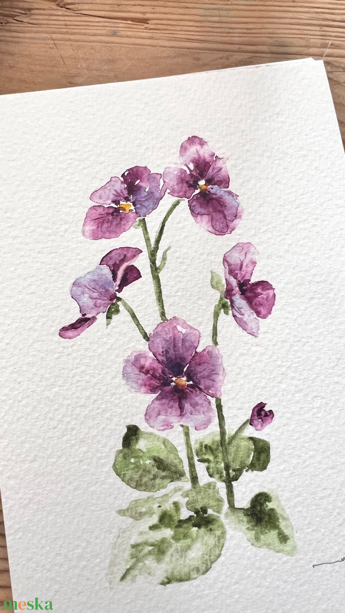 Eredeti akvarell árvácska virágos festmény - művészet - festmény - akvarell - Meska.hu