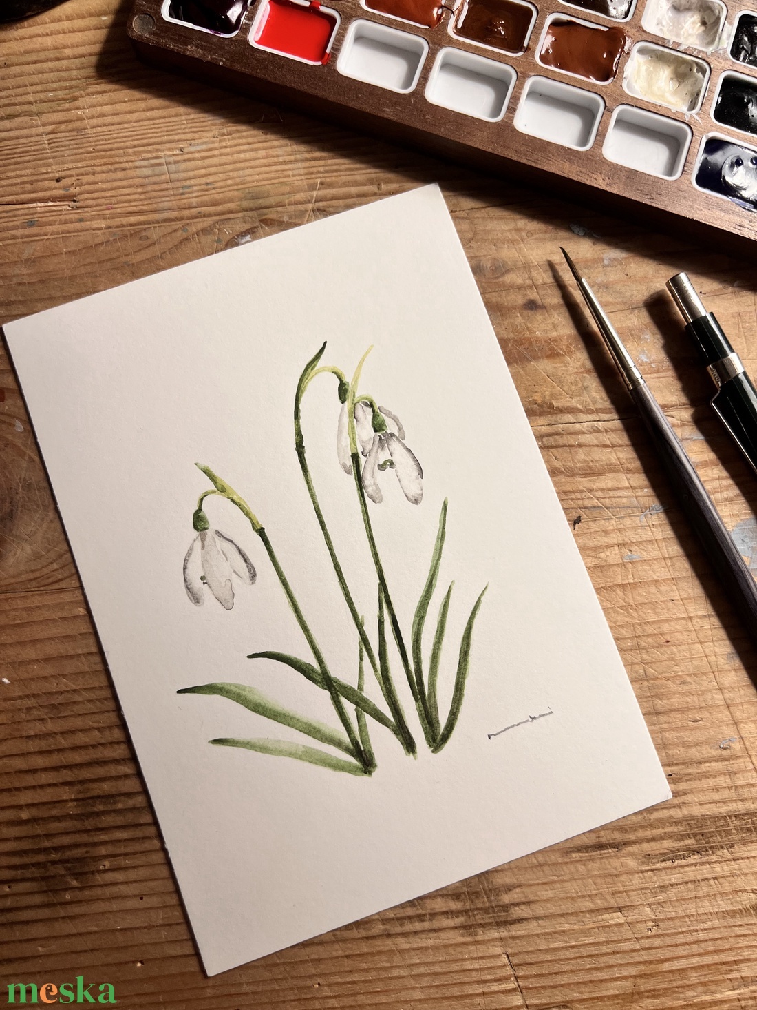 Eredeti akvarell  hóvirág  festmény - művészet - festmény - akvarell - Meska.hu
