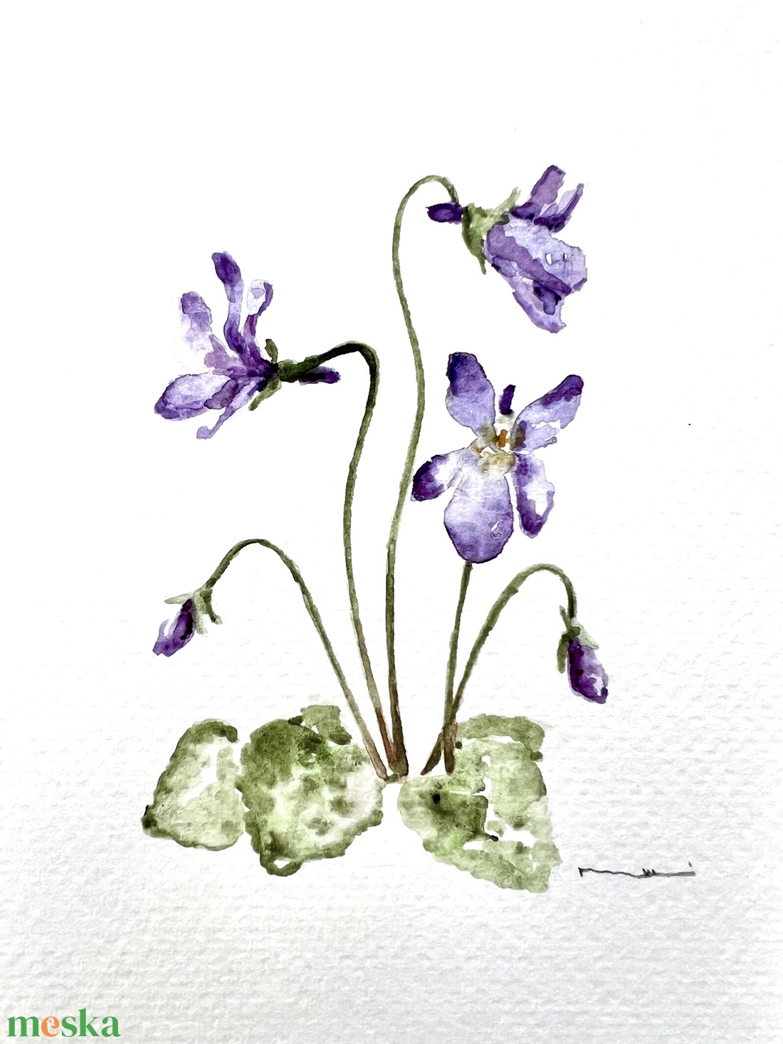 Eredeti akvarell ibolya virág festmény - művészet - festmény - akvarell - Meska.hu