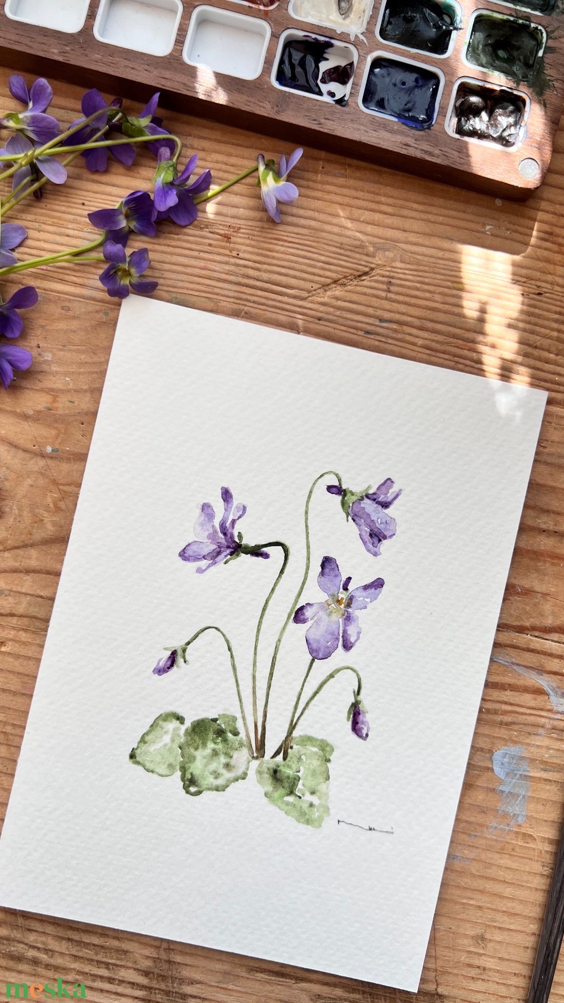 Eredeti akvarell ibolya virág festmény - művészet - festmény - akvarell - Meska.hu