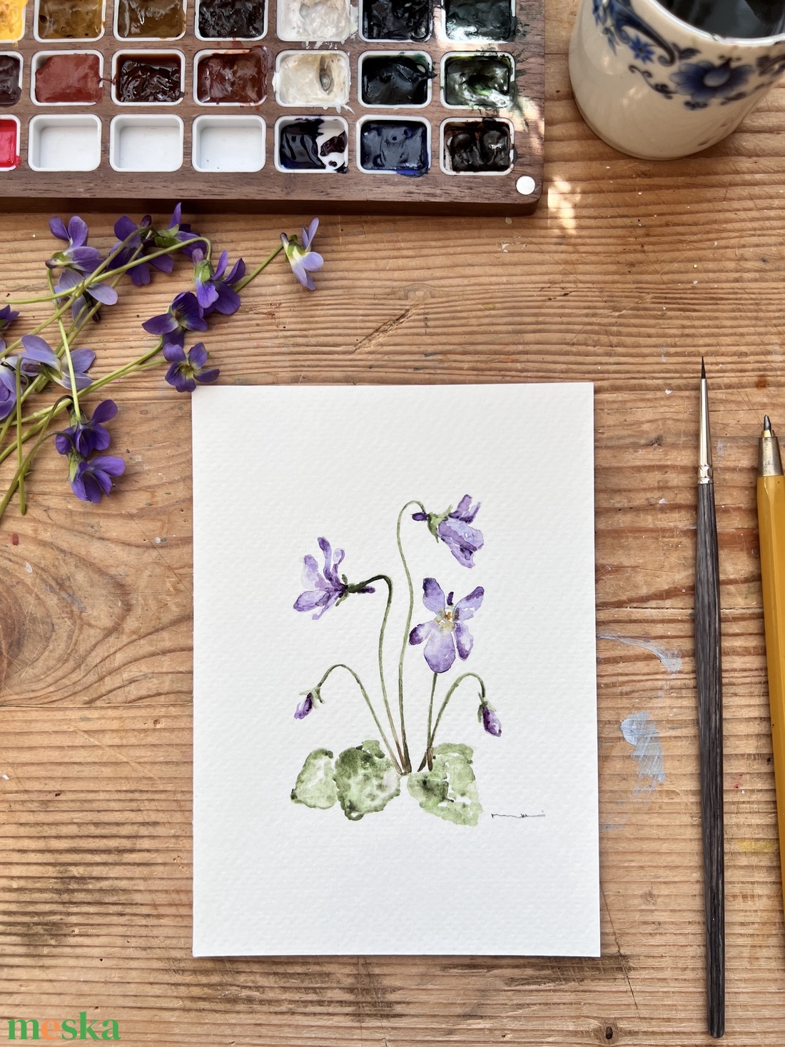 Eredeti akvarell ibolya virág festmény - művészet - festmény - akvarell - Meska.hu