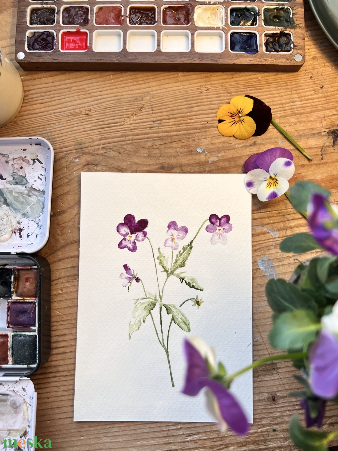 Eredeti akvarell árvácska virágos festmény - művészet - festmény - akvarell - Meska.hu