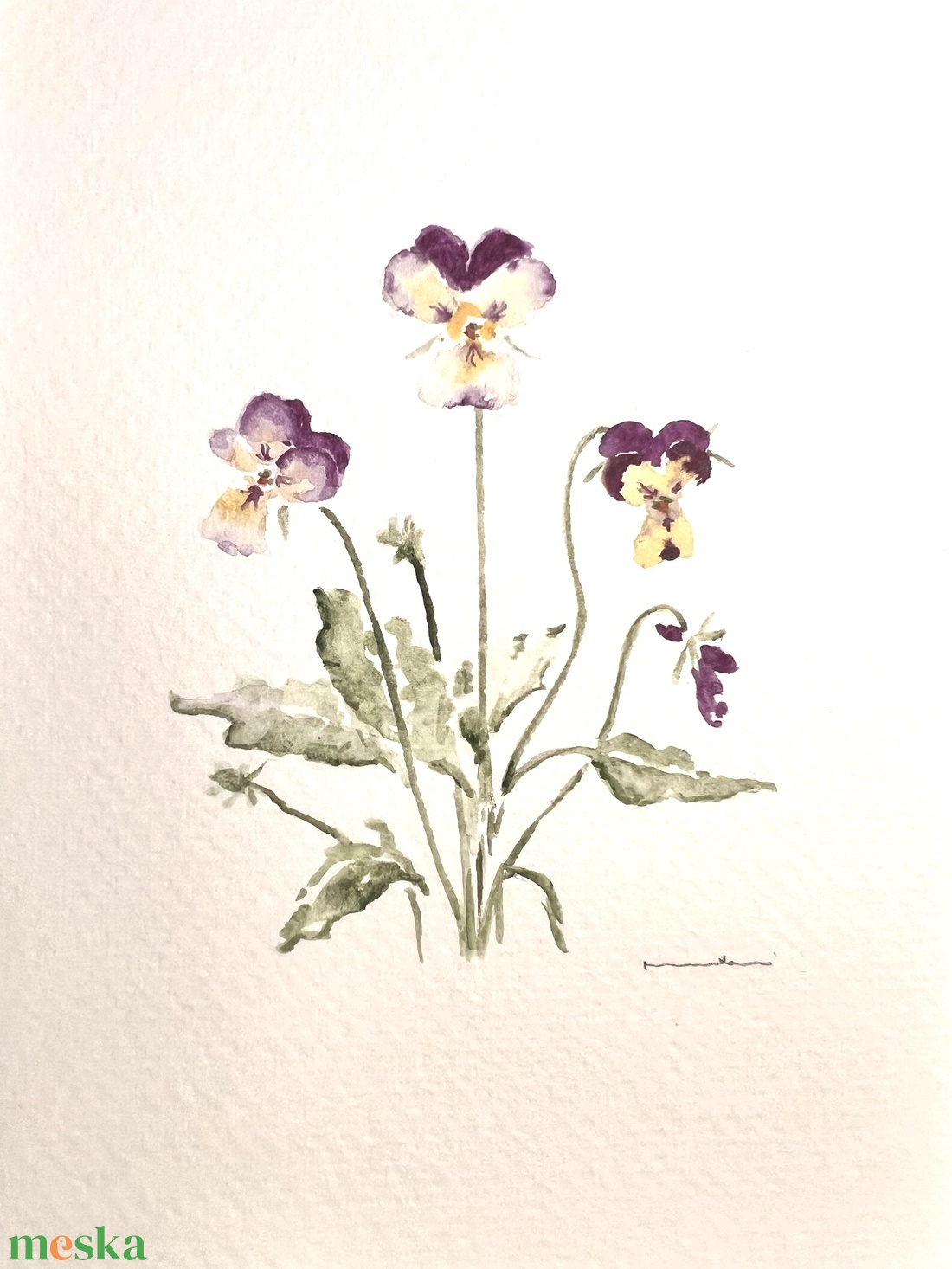 Eredeti akvarell árvácska virágos festmény - művészet - festmény - akvarell - Meska.hu