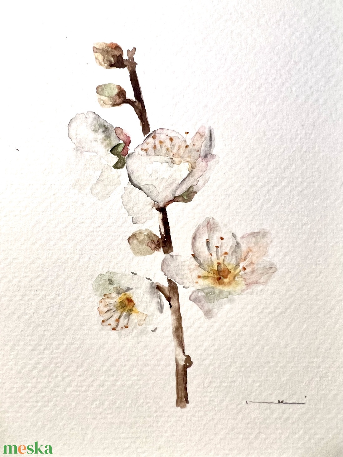 Eredeti akvarell mandulavirág  festmény - művészet - festmény - akvarell - Meska.hu
