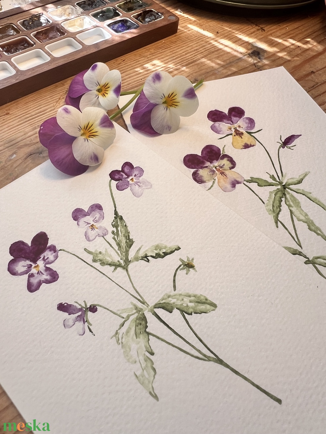 Eredeti akvarell árvácska virágos festmény - művészet - festmény - akvarell - Meska.hu