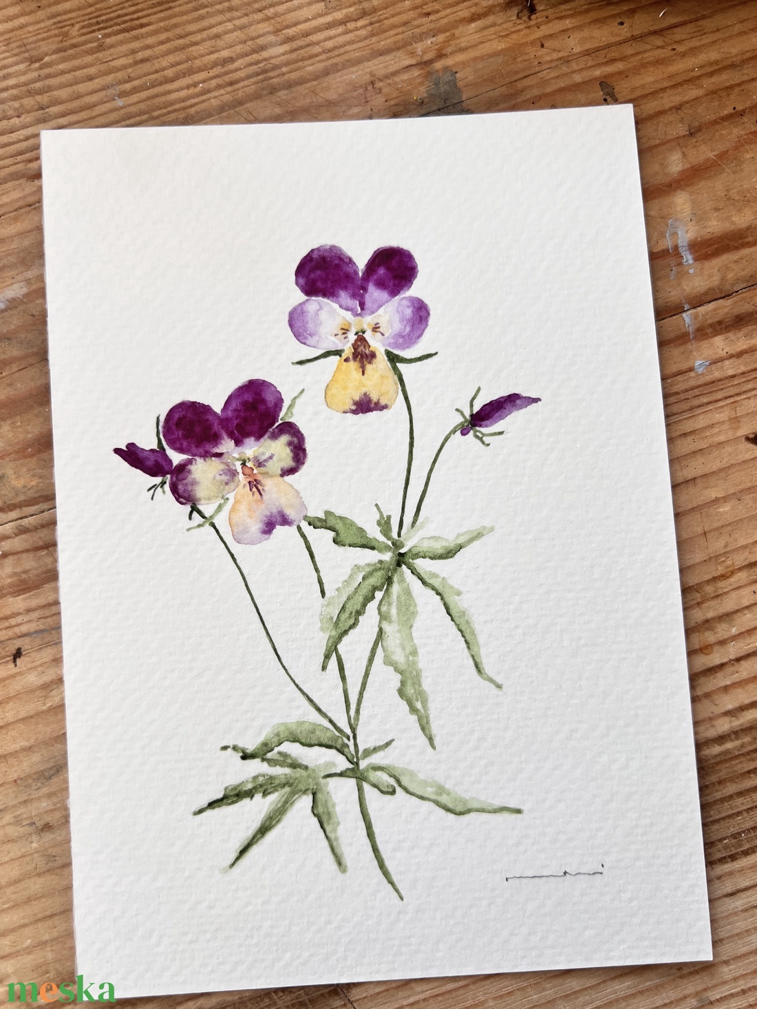 Eredeti akvarell árvácska virágos festmény - művészet - festmény - akvarell - Meska.hu
