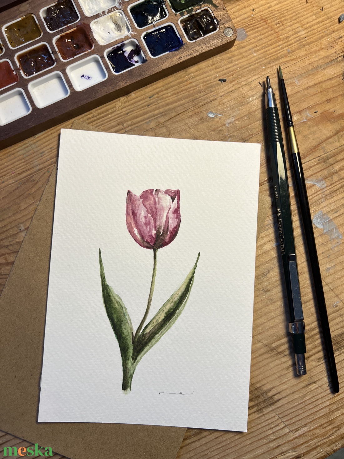 Eredeti akvarell tulipán virág festmény - művészet - festmény - akvarell - Meska.hu