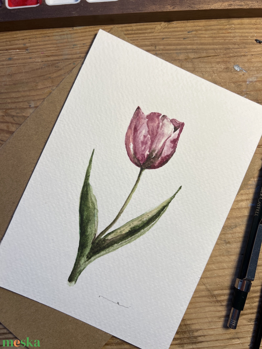 Eredeti akvarell tulipán virág festmény - művészet - festmény - akvarell - Meska.hu