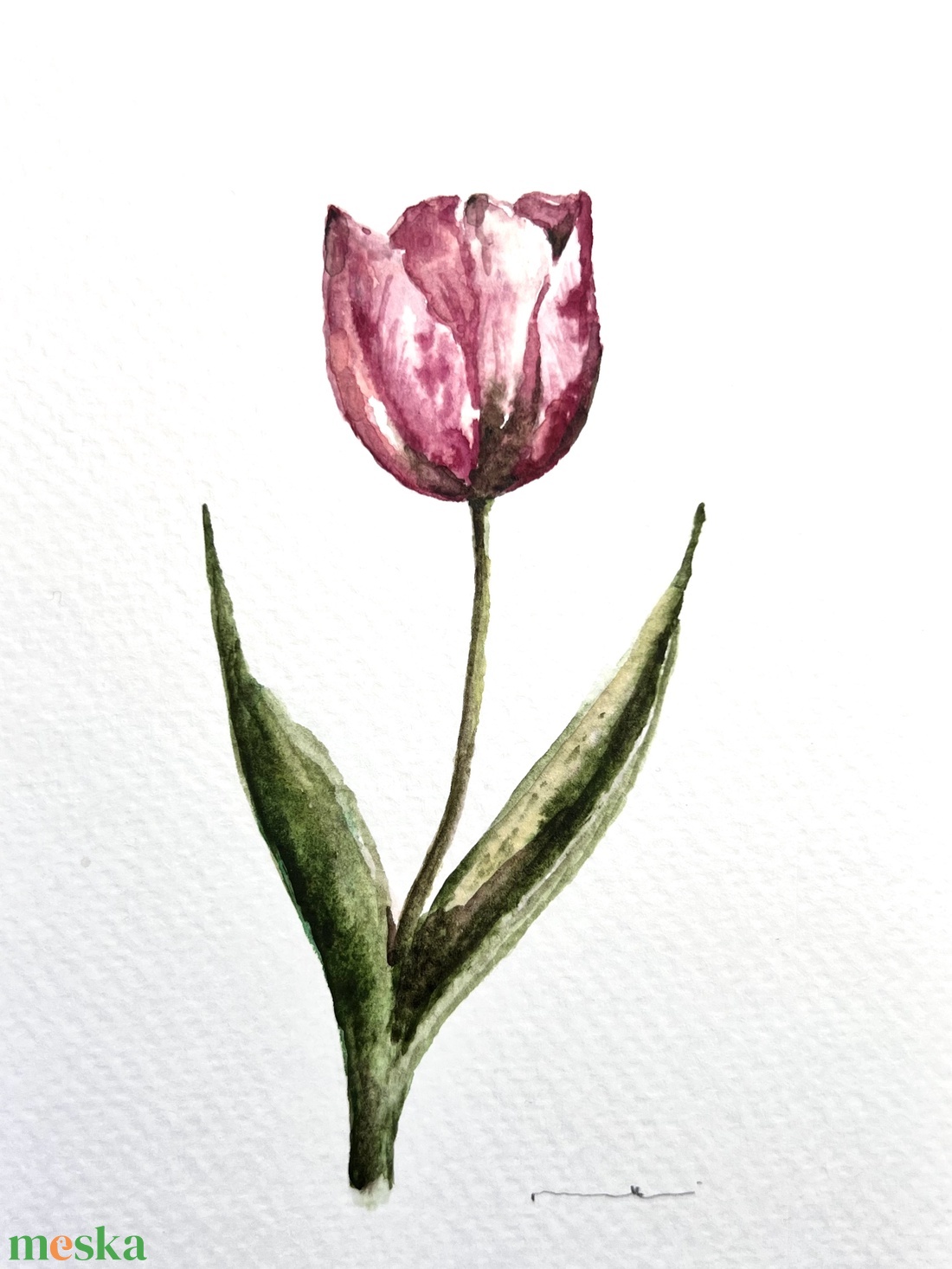 Eredeti akvarell tulipán virág festmény - művészet - festmény - akvarell - Meska.hu