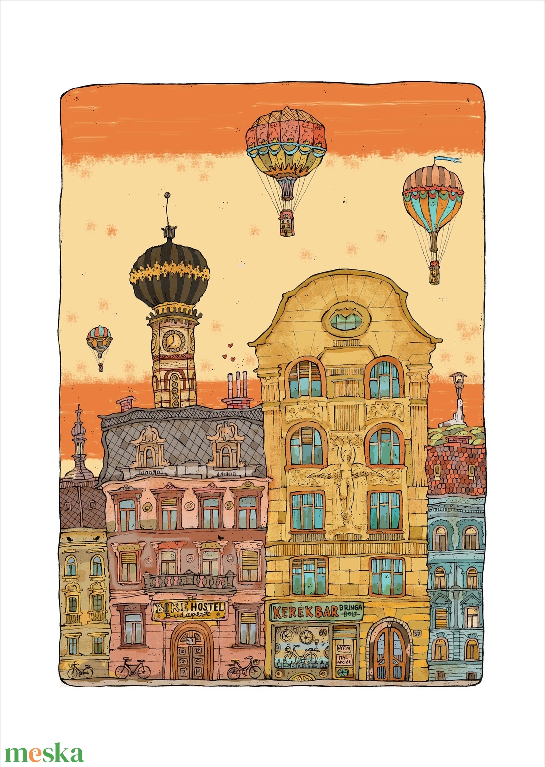 Kerék Bár - számozott művészi nyomat, print, saját grafikámról, A5 méretben - otthon & életmód - dekoráció - kép & falikép - kép & falikép - Meska.hu