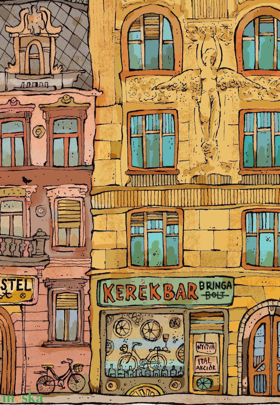 Kerék Bár - számozott művészi nyomat, print, saját grafikámról, A5 méretben - otthon & életmód - dekoráció - kép & falikép - kép & falikép - Meska.hu