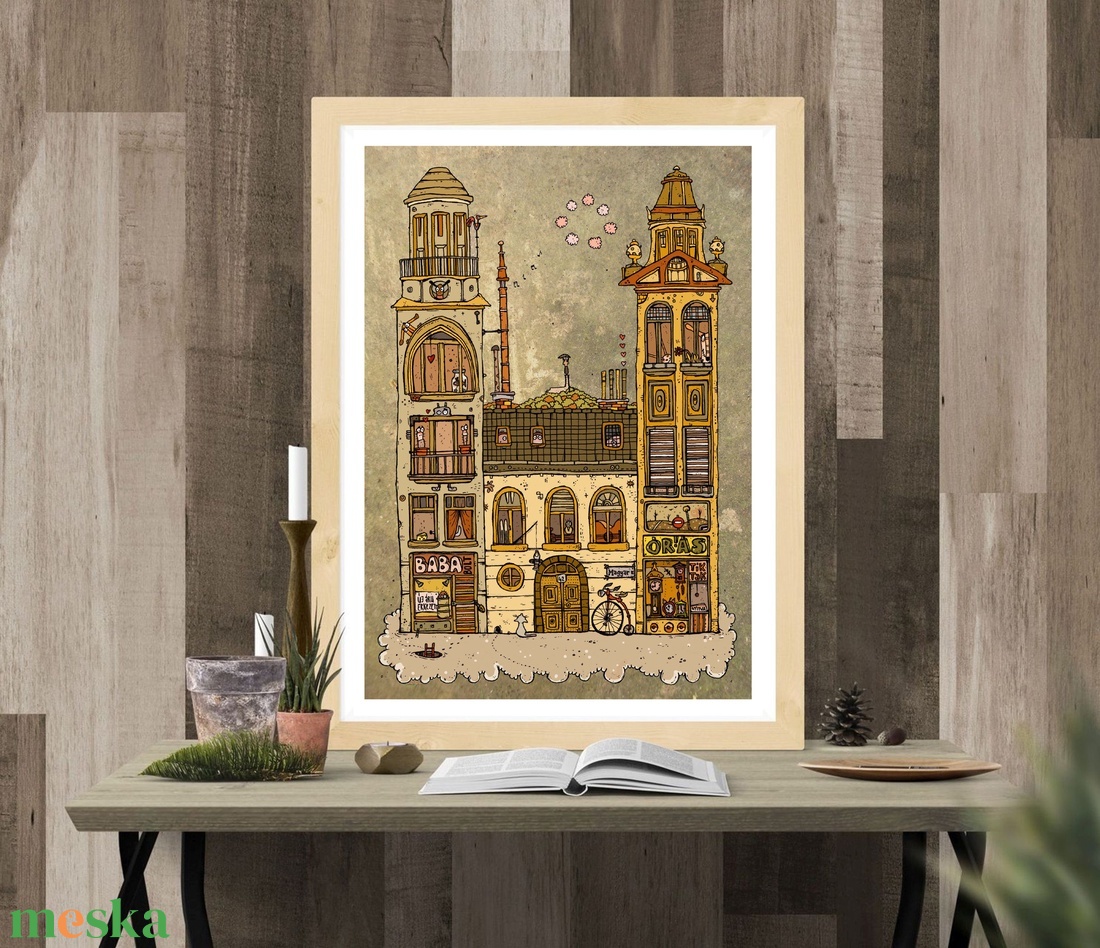 Kaktuszok háza - számozott művészi nyomat, print, saját grafikámról, A4 méretben - otthon & életmód - dekoráció - kép & falikép - kép & falikép - Meska.hu