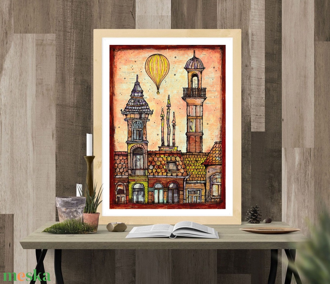 Léghajó Budapesten - számozott művészi nyomat, print, saját grafikámról, A4 méretben - művészet - grafika & illusztráció - digitális - Meska.hu