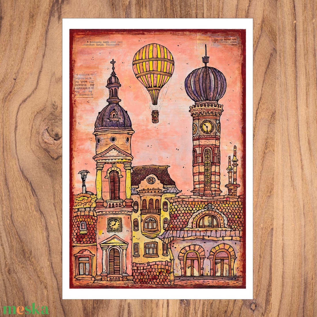 Léghajó Budapesten - számozott művészi nyomat, print, saját grafikámról, A4 - otthon & életmód - dekoráció - kép & falikép - kép & falikép - Meska.hu