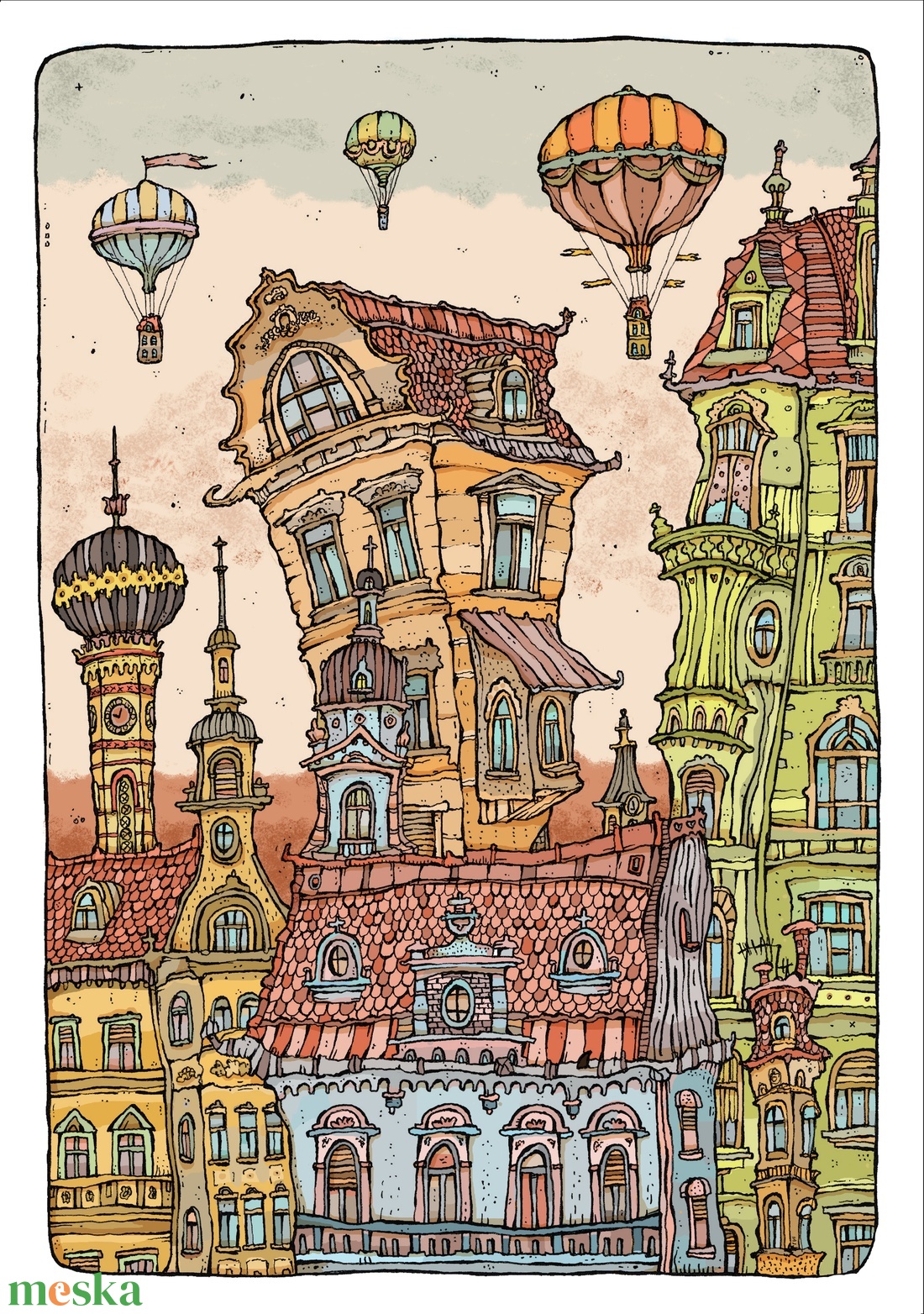 Budapest belváros - számozott művészi nyomat, print, saját grafikámról, A4 - művészet - grafika & illusztráció - digitális - Meska.hu