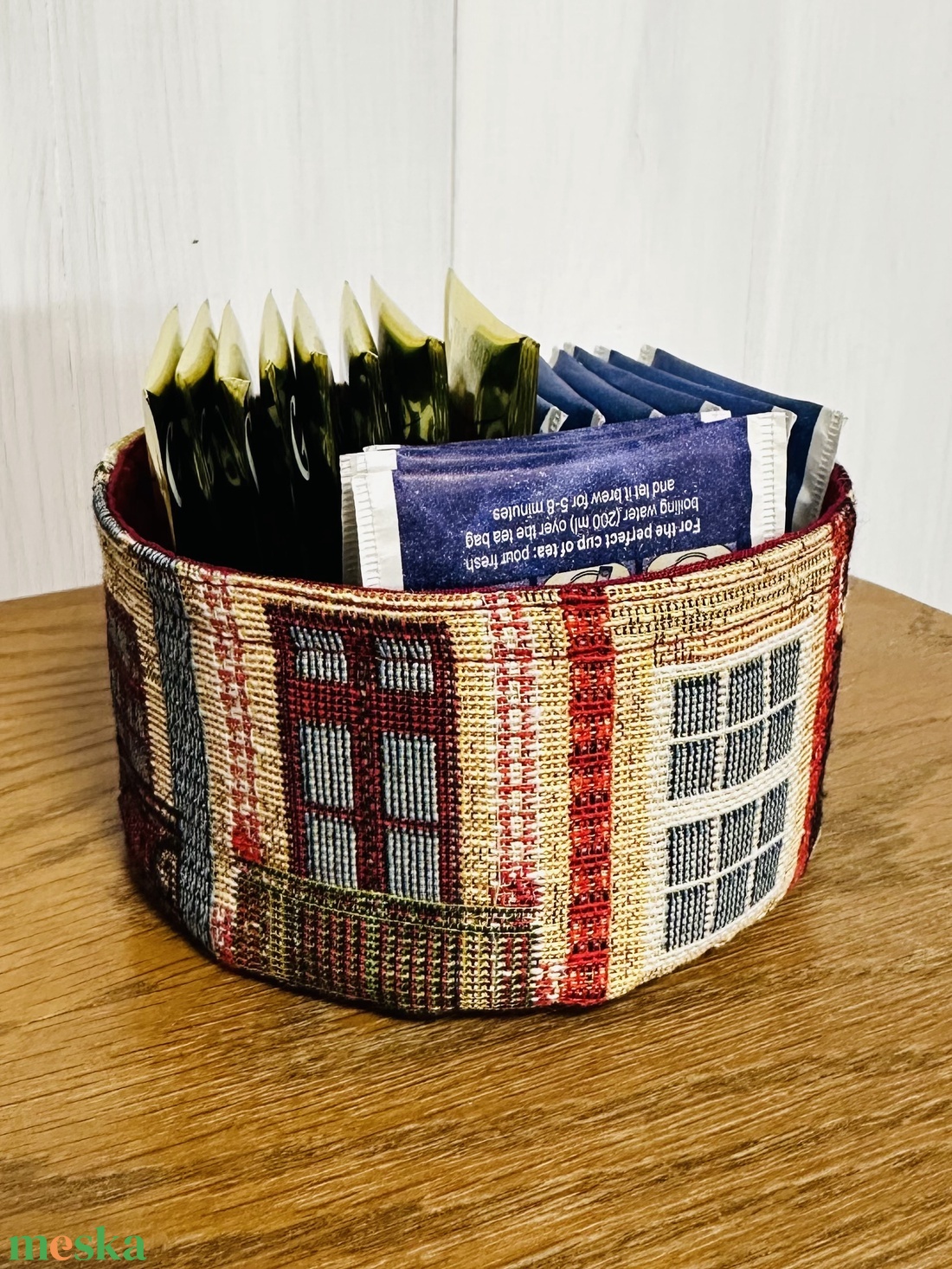 Textil doboz ablak mintával - otthon & életmód - tárolás & rendszerezés - doboz - Meska.hu