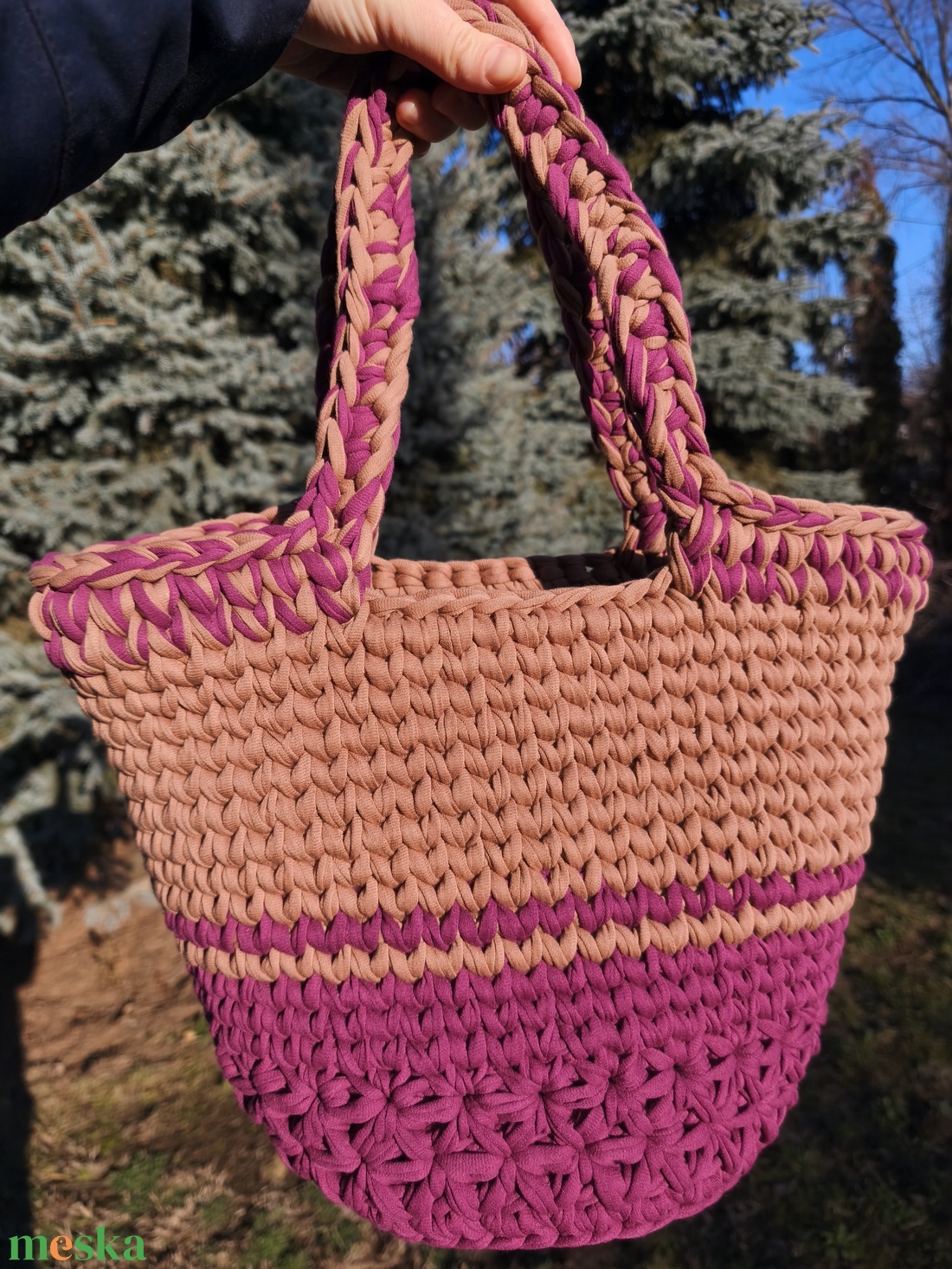 Jázmin mintás kosártáska - táska & tok - kézitáska & válltáska - kézitáska - Meska.hu