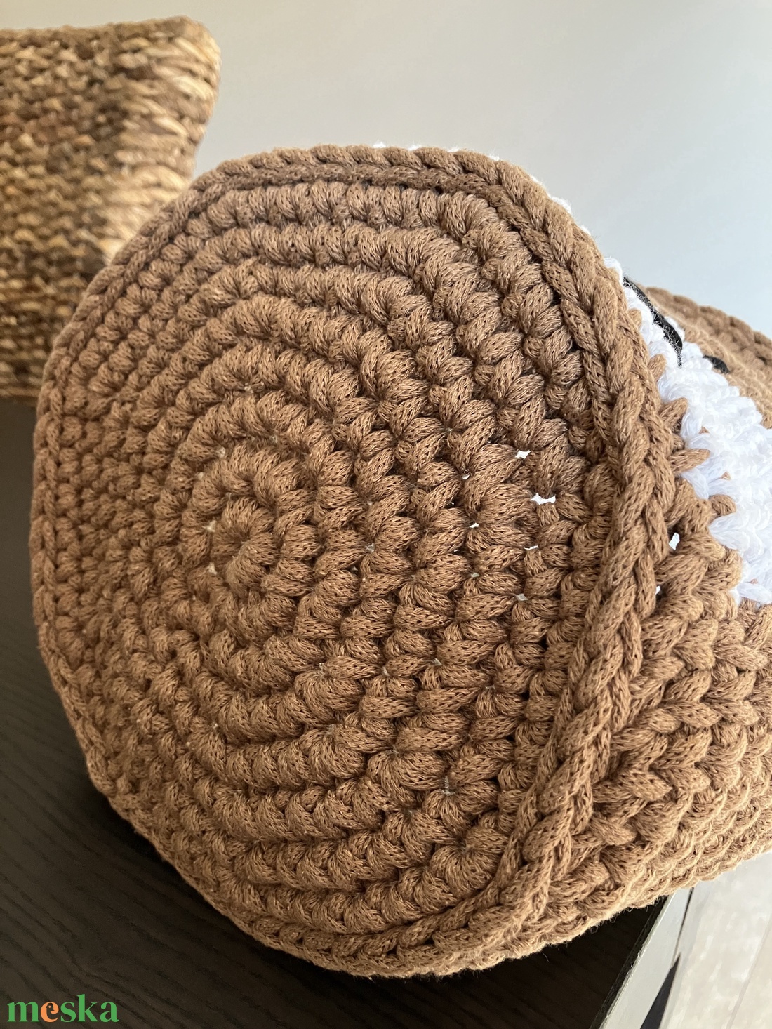 Macifejes horgolt kosár - otthon & életmód - babaszoba, gyerekszoba - játéktároló - Meska.hu