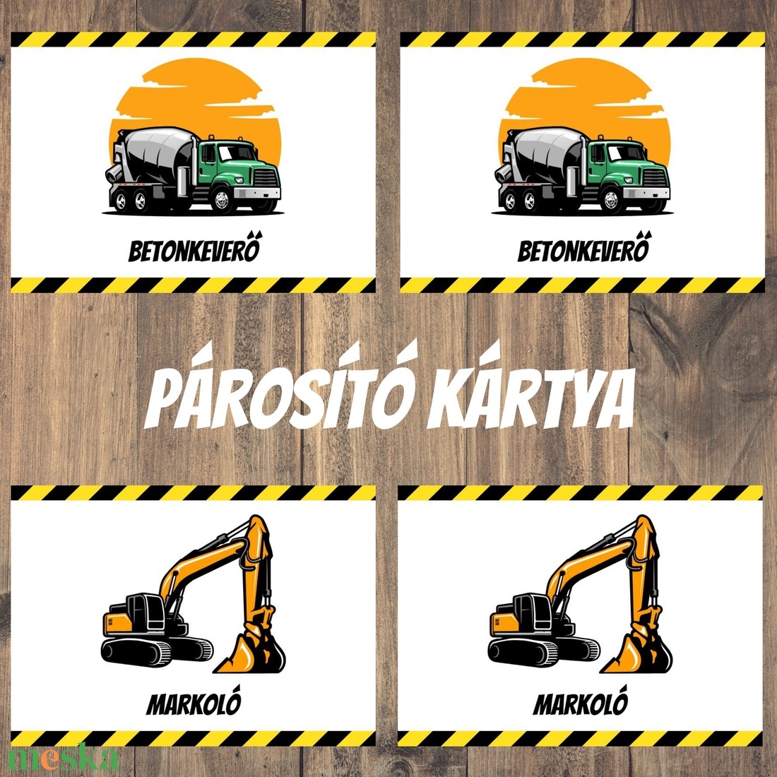 Munkagépes párosító kártya  - játék & sport - táblajáték és kártyajáték - kártya - Meska.hu