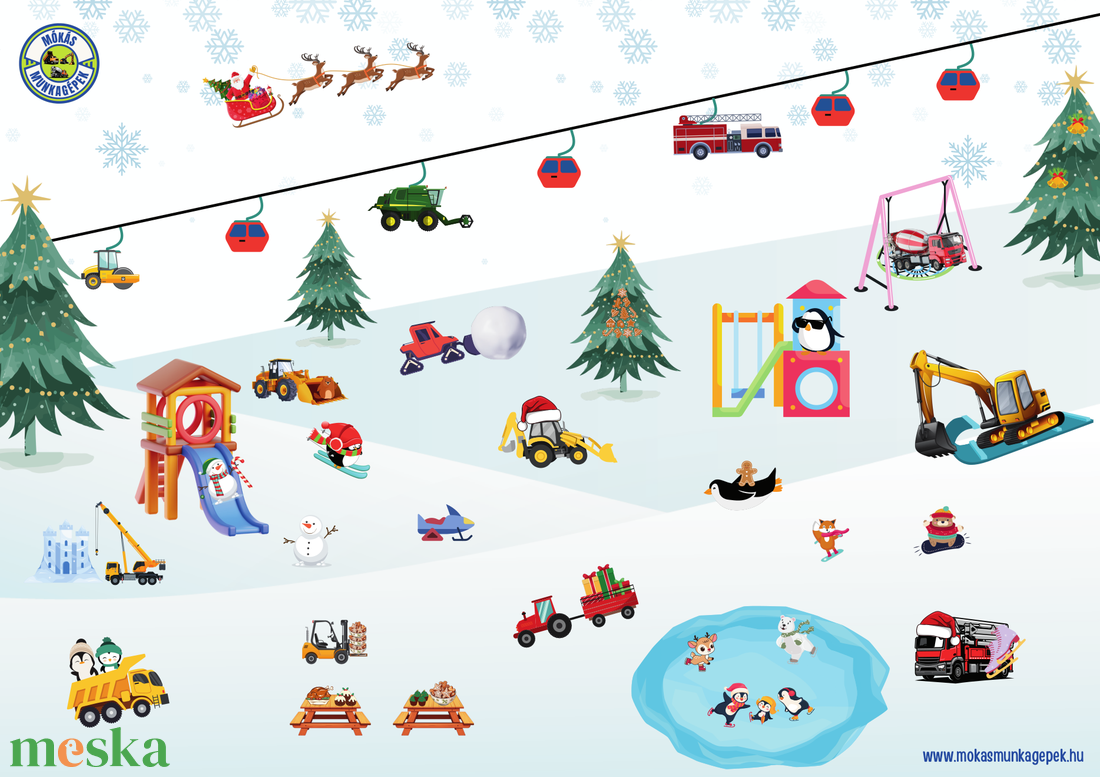 Munkagépes asztali alátét téli mintával - otthon & életmód - konyhafelszerelés, tálalás - tálalás - tányér- és poháralátét - Meska.hu