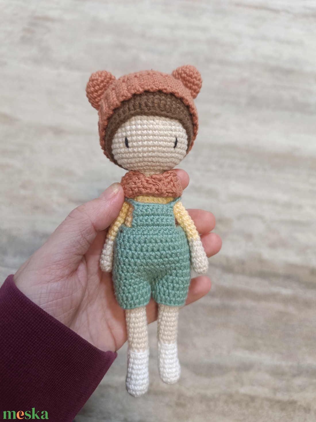 Horgolt fiú baba, levehető nadrág és sapkával  - játék & sport - plüssállat & játékfigura - ember - Meska.hu