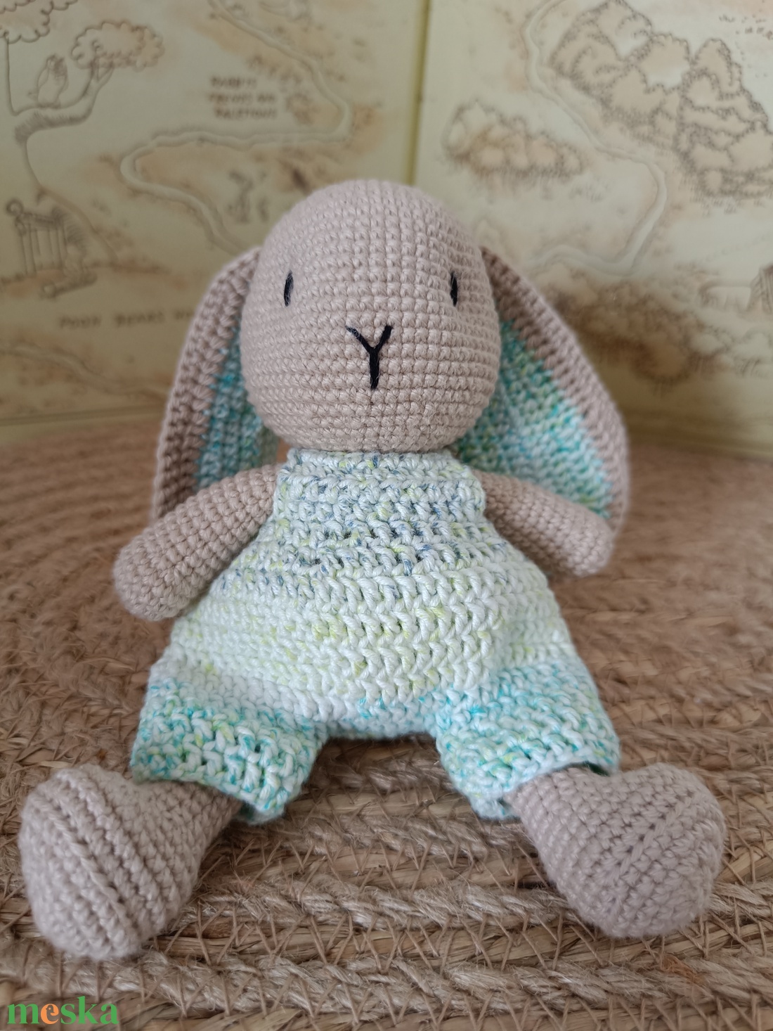 Horgolt nyuszi, kék, levehető nadrággal  - játék & sport - plüssállat & játékfigura - nyuszi - Meska.hu