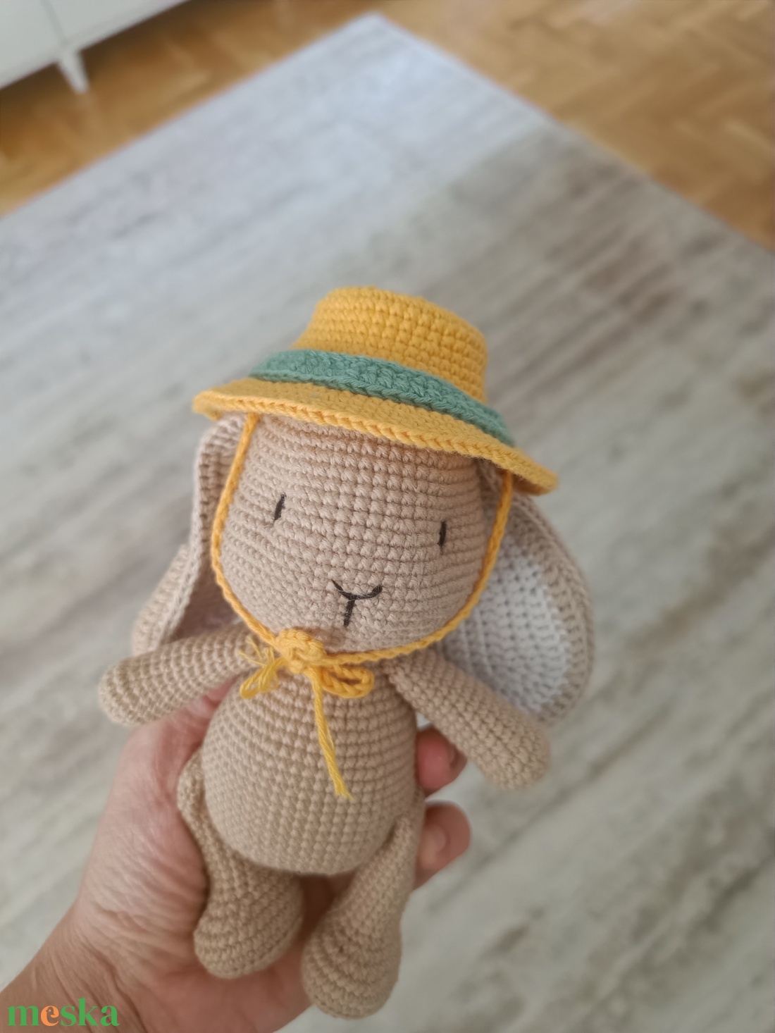 Horgolt nyuszi, levehető sapkával  - játék & sport - plüssállat & játékfigura - nyuszi - Meska.hu