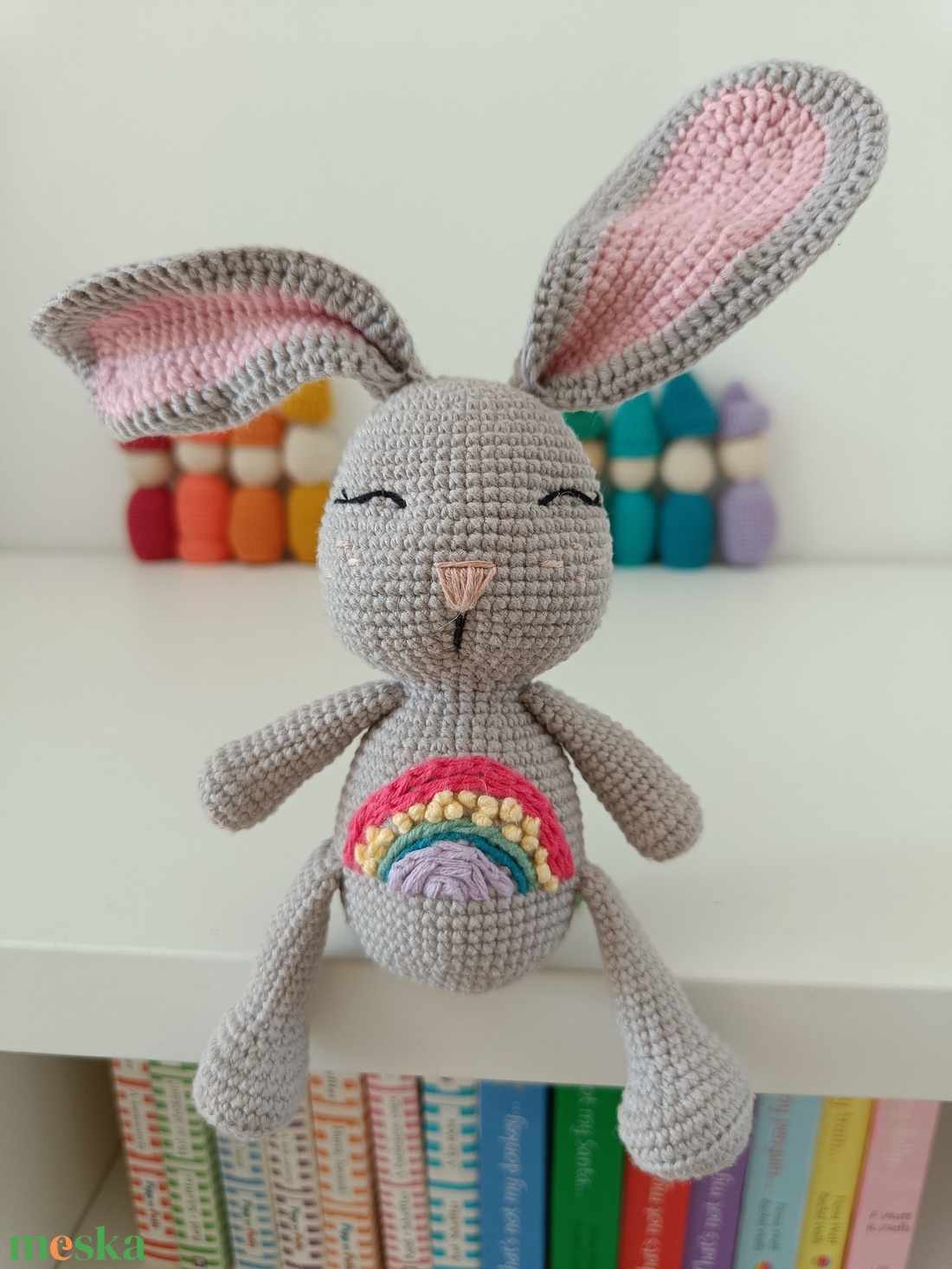 Horgolt nyuszi, különleges hímzéssel - játék & sport - plüssállat & játékfigura - nyuszi - Meska.hu