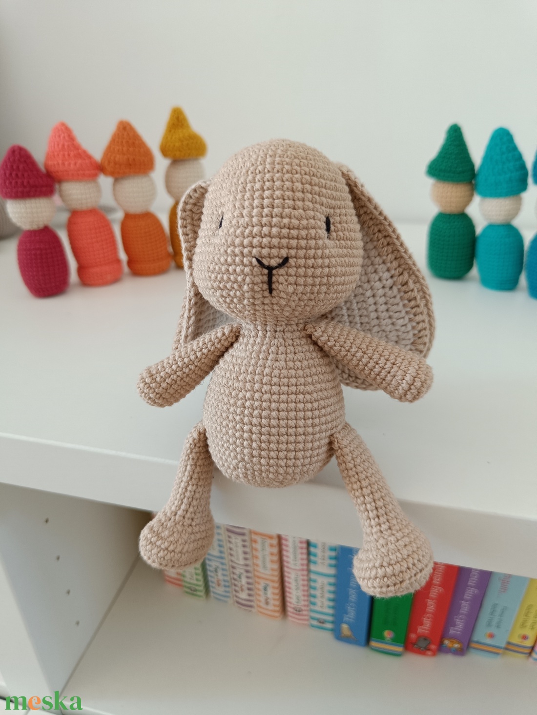 Horgolt nyuszi, levehető sapkával  - játék & sport - plüssállat & játékfigura - nyuszi - Meska.hu